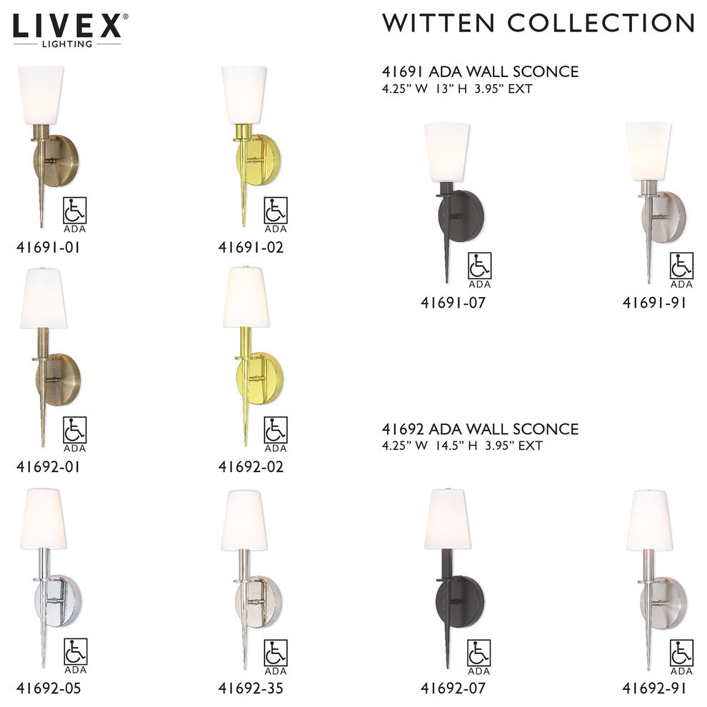 Livex Lighting Witten Light ADA Wall Sconce, Brushed Nickel
