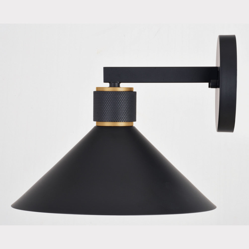 Dunbar 10" Outdoor Wall Light Matte Black and Gold