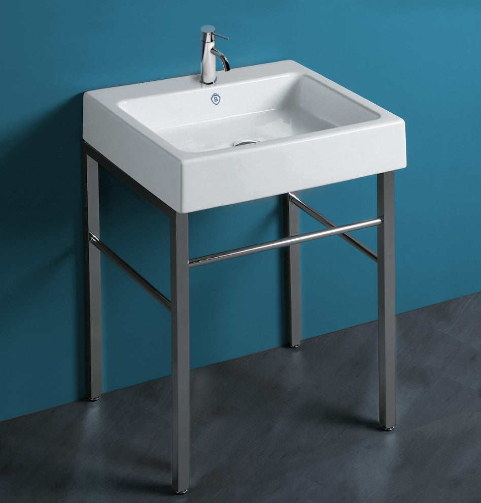 Whitehaus B-U60-DUCG1-A06-1 Rectangular Sink Console with Front Towel Bar