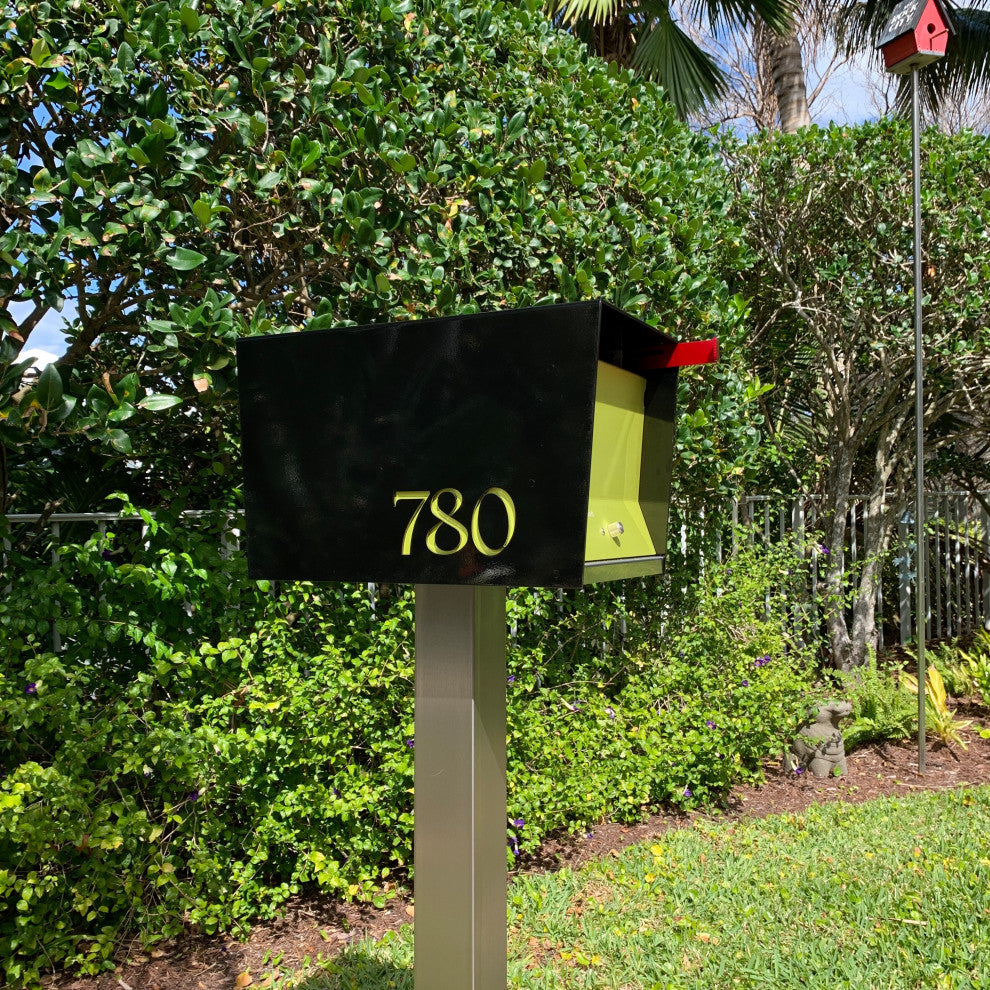 UpTown Box with Locking doors. Modern Pole Mounted Mailbox, Pole not included.,