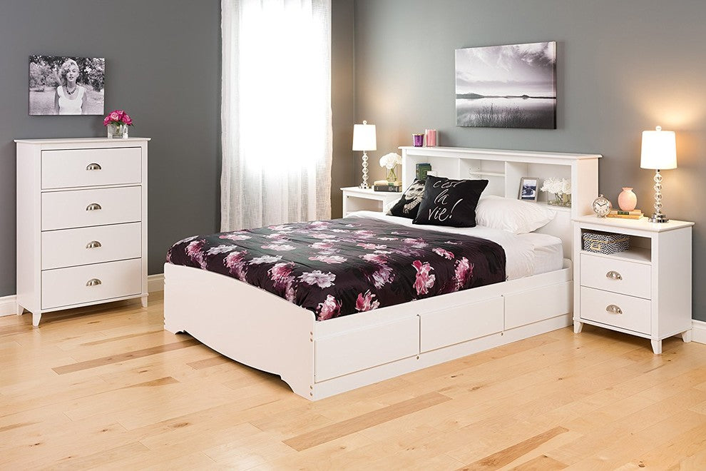Stunning 2, Drawer Tall Nightstand, White Laminate Finish