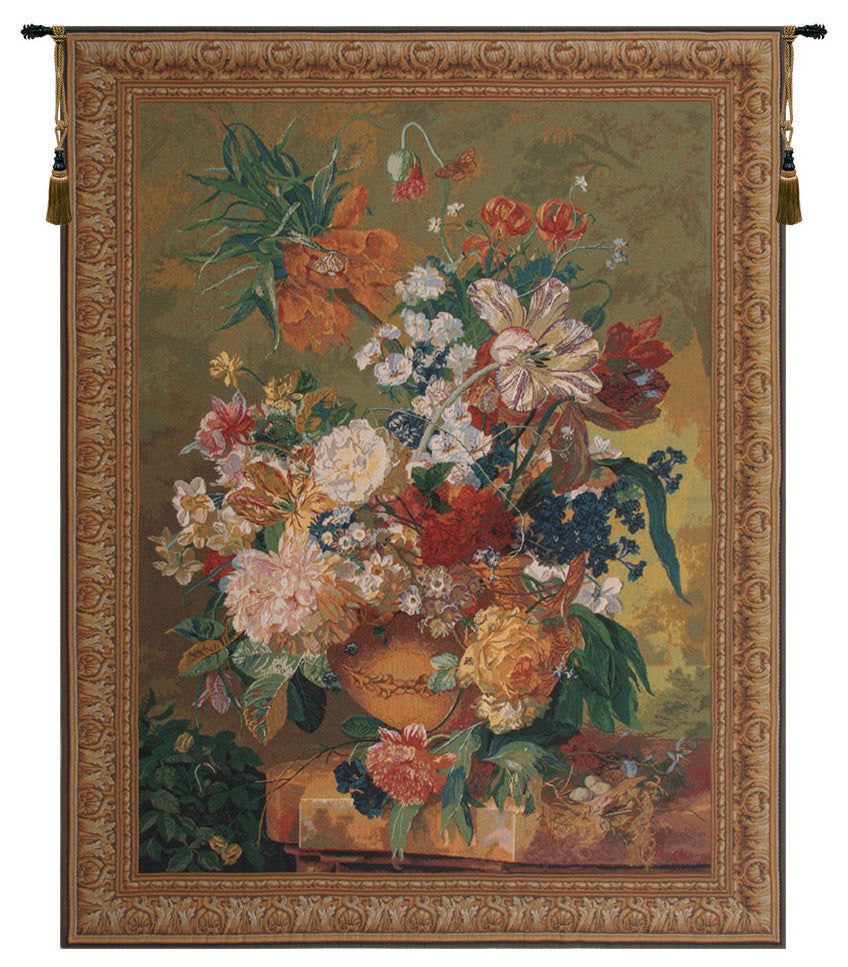 Terracotta Floral Bouquet Bright Belgian Wall Tapestry