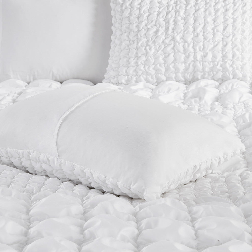 Madison Park Evelyn 3 Piece Stripe Ruched Comforter Set