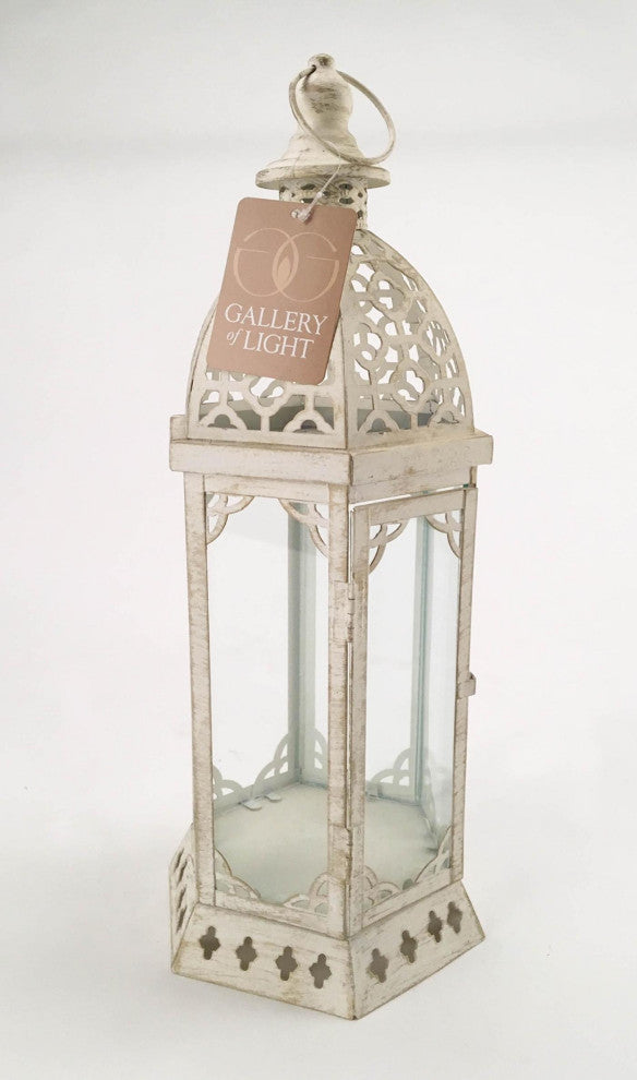 Graceful Distressed Small White Lantern