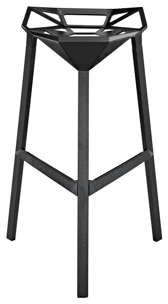 Contemporary Stacking Bar Stools, Black, Set of 4