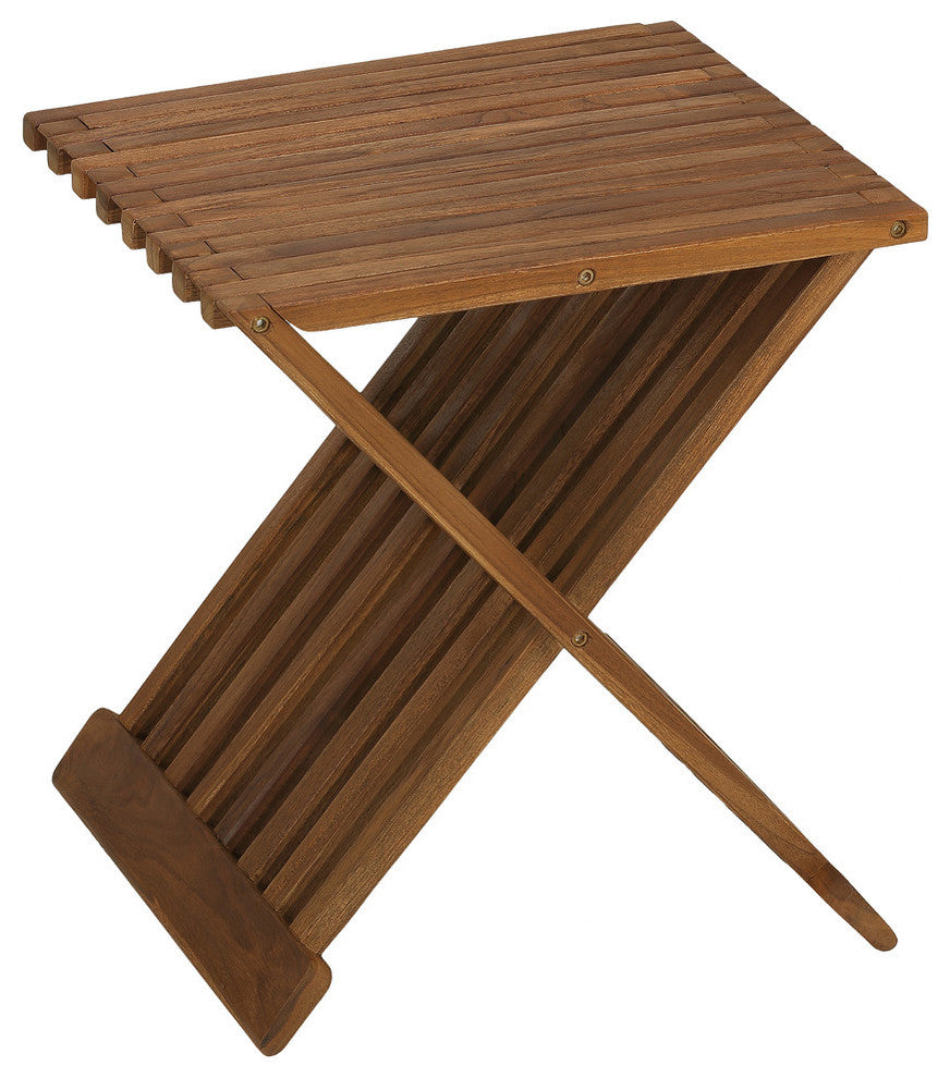Rocco Folding Stool, Solid Teak Wood