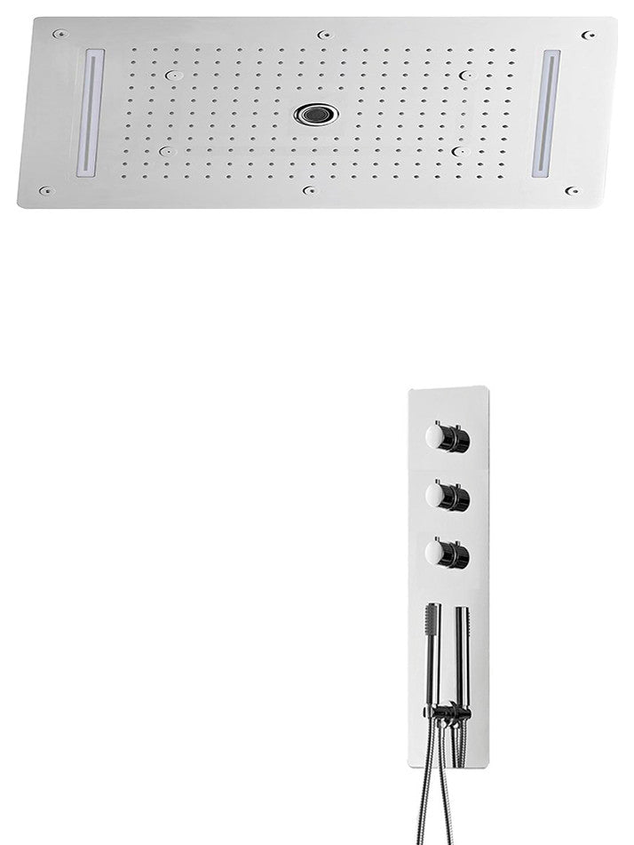 5-Function Shower Set, Thermostatic Mixer, LED Ceiling Shower Head