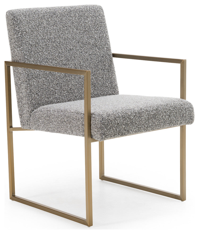 Modrest Suzanne Modern Grey Fabric + Antique Brass Dining Chair
