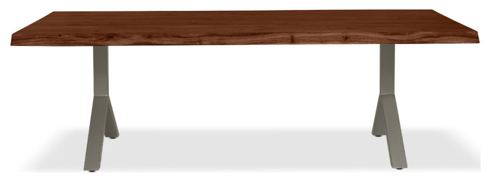 Brooks Dining Table, Y Base, 40"x116", Americano Top, Pewter Base