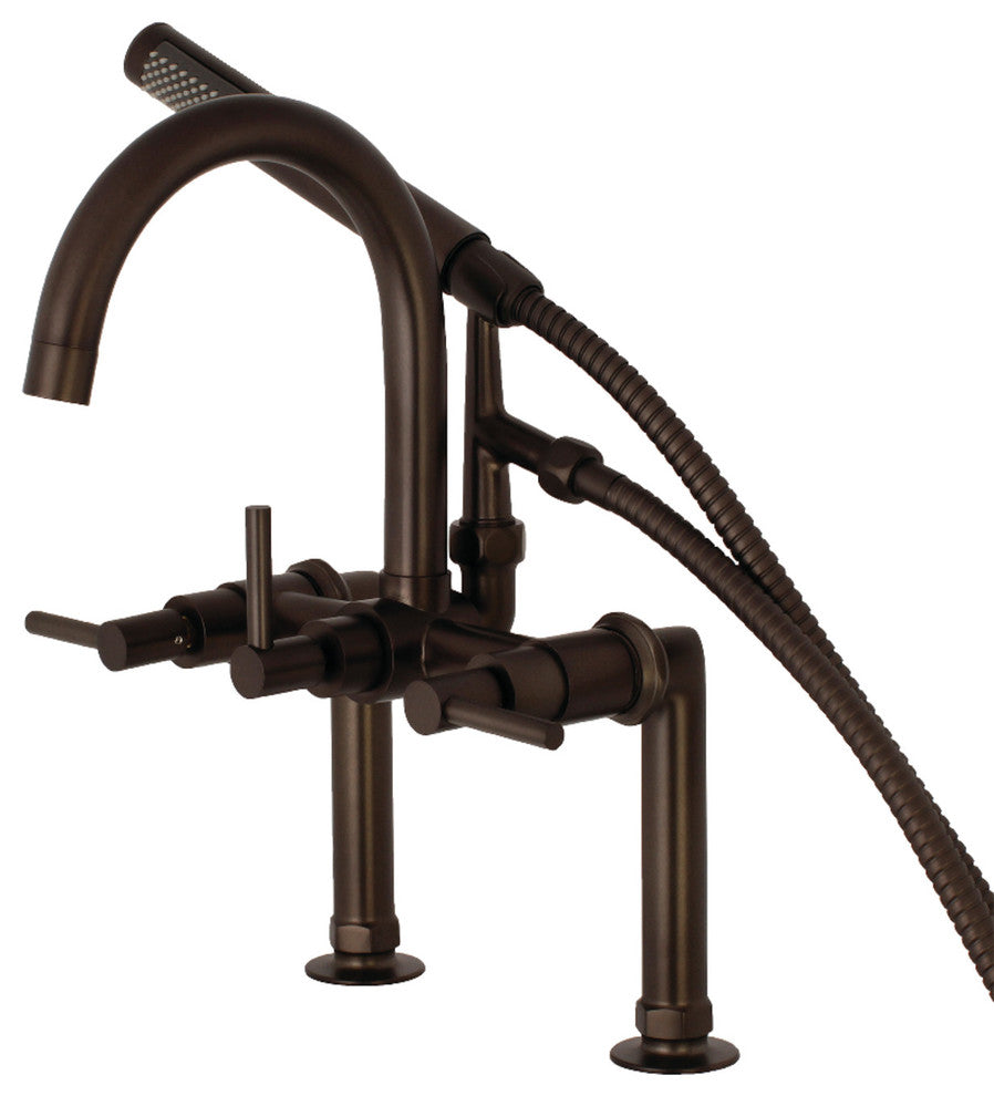 Aqua Vintage 7" Deck Mount Clawfoot Tub Faucet, Oil Rubbed Bronze
