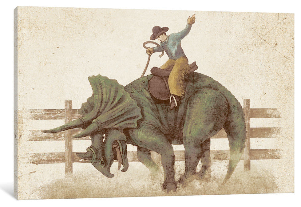 "Dino Rodeo Landscape" by Terry Fan, 26x18x1.5