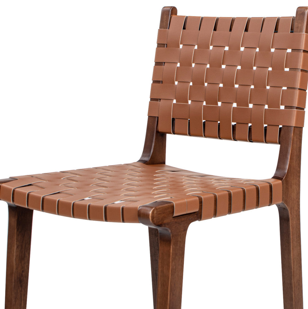 Andre 26" Woven Faux Leather Counter Stool, Pecan Brown