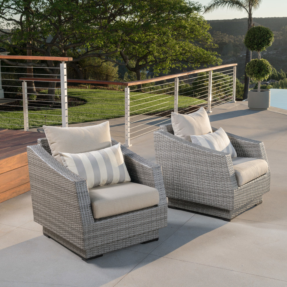 Cannes 2 Piece Aluminum Outdoor Patio Club Chairs, Sand