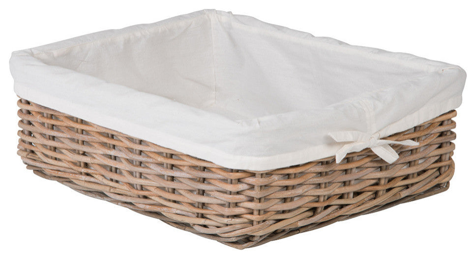 Kobo Rattan Shelf and Underbed Basket, Gray-Brown, 15" X 20" X 6"