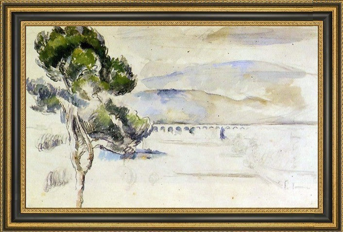 Paul Cezanne Pine Tree in the Arc Valley Framed Premium Canvas Print, 16"x24"