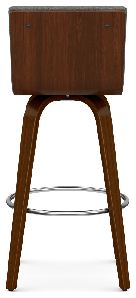 Roland Swivel Bar Stool, Grey Linen Look Fabric