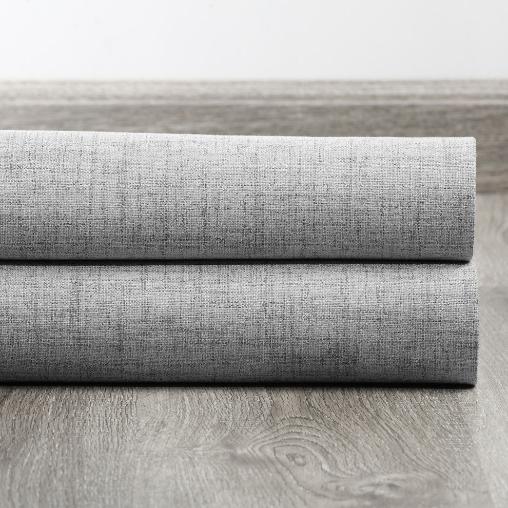 Vintage Thermal Cross Linen Weave Blackout Curtain Single Panel, Millennial Gray, 50"x120"