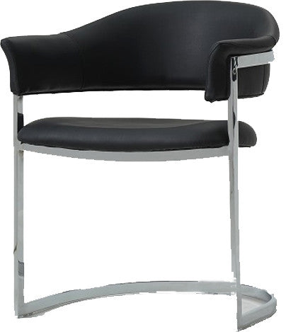 HomeRoots 30" Black Leatherette and Stainless Steel Dining Chair