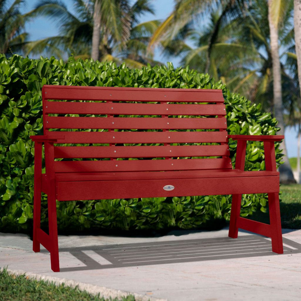 Riverside Garden Bench 4', Boathouse Red