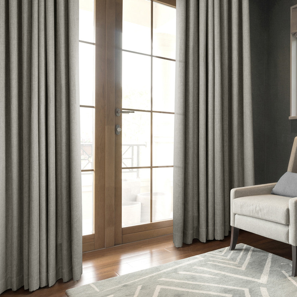 Italian Faux Linen Curtain Single Panel, Taupe Grey, 50"x120"