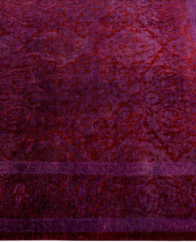 Overdyed One-of-a-Kind Hand-Knotted Area Rug Purple, 3' 9" x 4' 2"