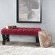 GDF Studio Reddington Tufted Fabric Ottoman Bench, Deep Red