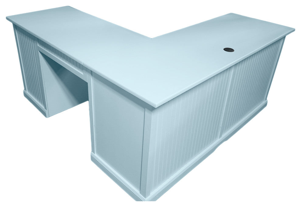 Eagle Furniture Coastal Computer L-Shape Desk, Sky Blue