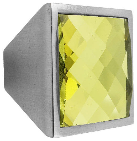 MultiFaceted Golden Topaz Brushed Nickel Square Frustum Knob