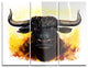 "Fierce Bull Illustration" Glossy Metal Wall Art, 3 Panels, 36"x28"