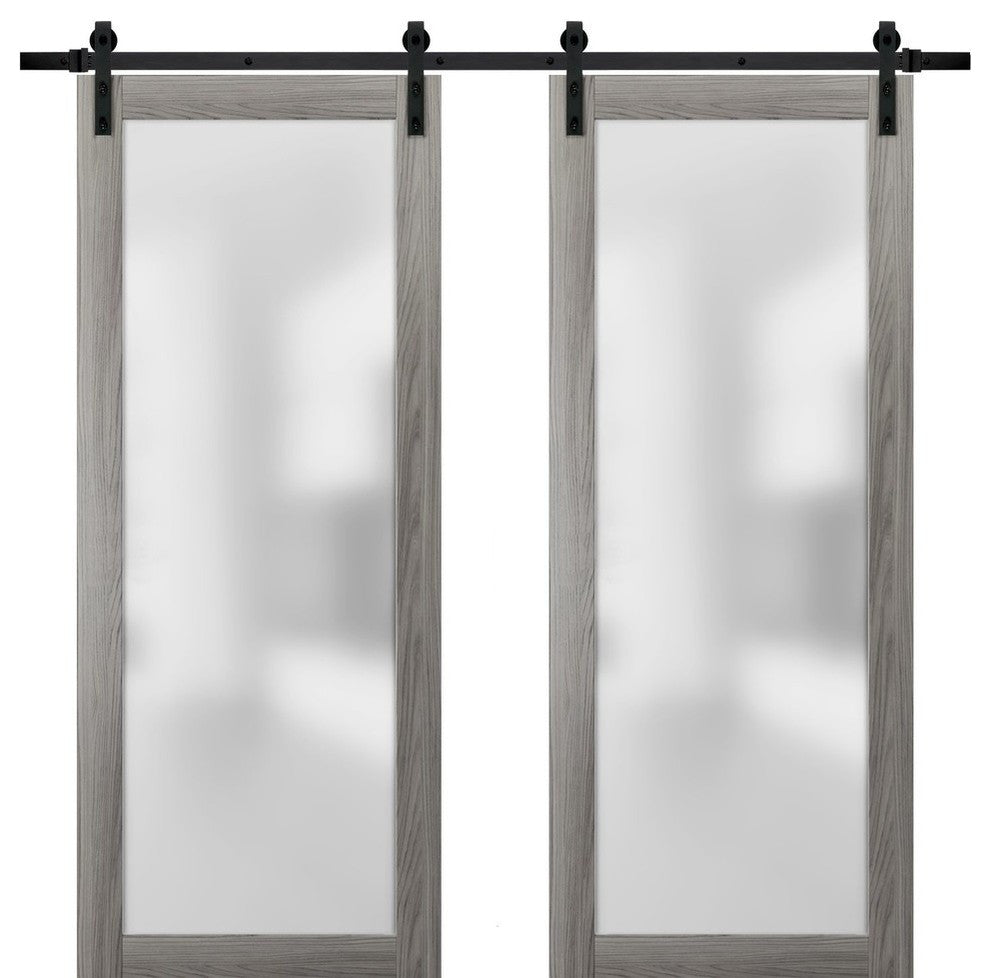 Planum 2102 Double Barn Doors 36 x 80, Ginger Ash and Hardware 13FT