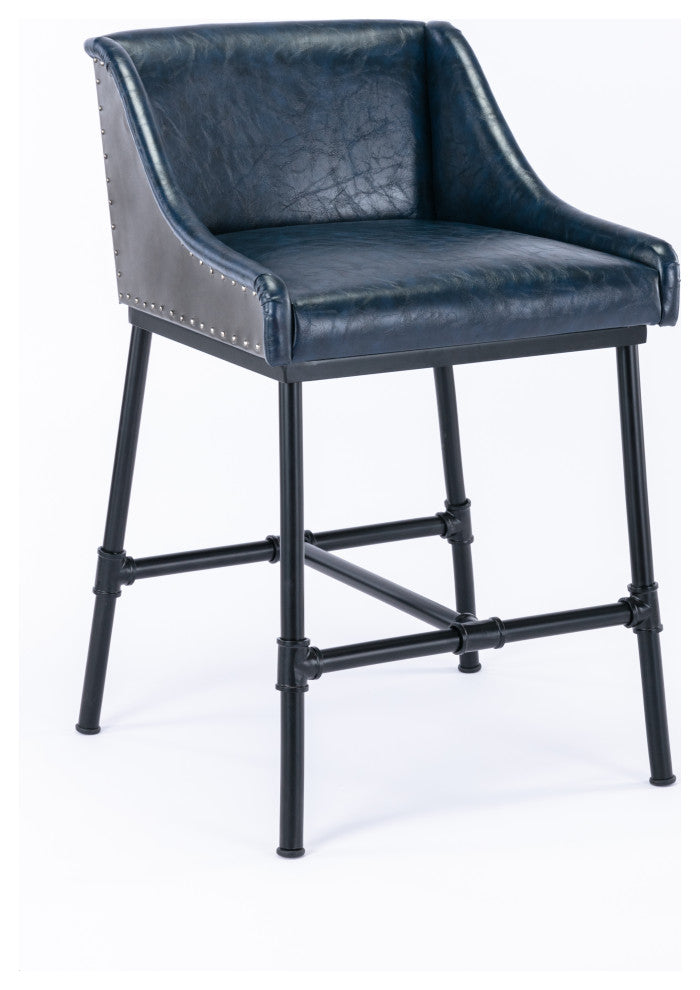 Parlor Adjustable Bar Stool, Midnight Blue