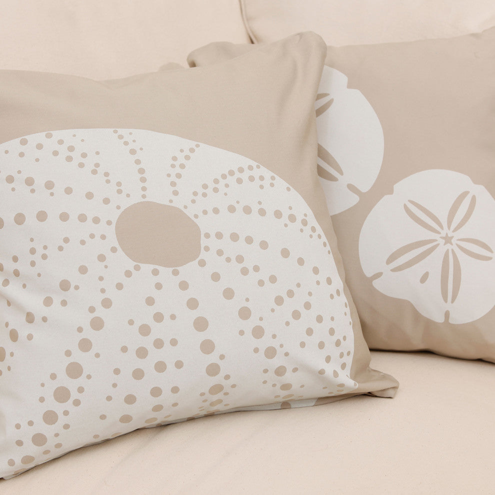 Sand Dollar Eco Coastal Throw Pillow Cover, Seagrass Beige