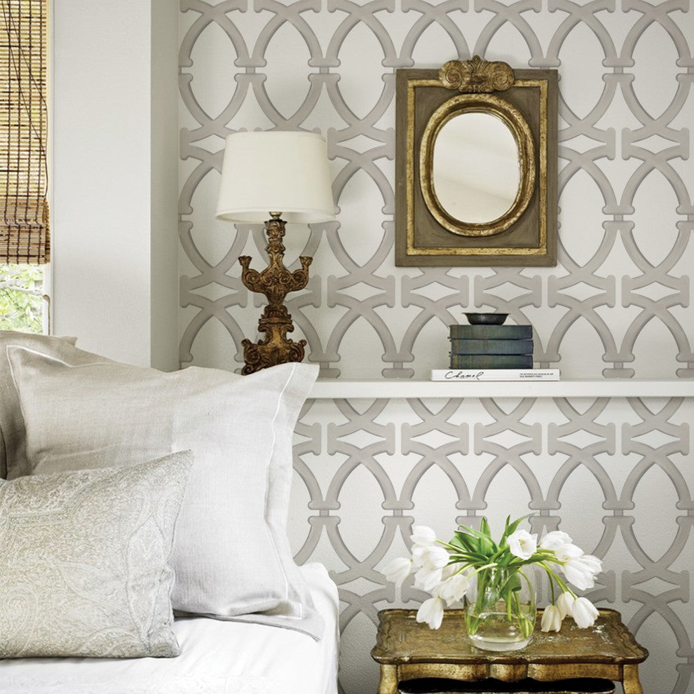 Links Peel and Stick Vinyl Wallpaper, Nickel, 24"w X 108"h