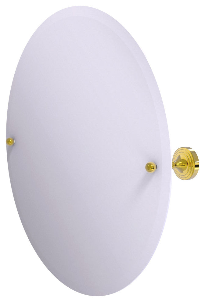 Sag Harbor Frameless Round Beveled Edge Tilt Mirror, Polished Brass