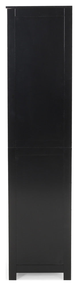 Lauren Modern Free Standing Bathroom Linen Tower Storage Cabinet, Black