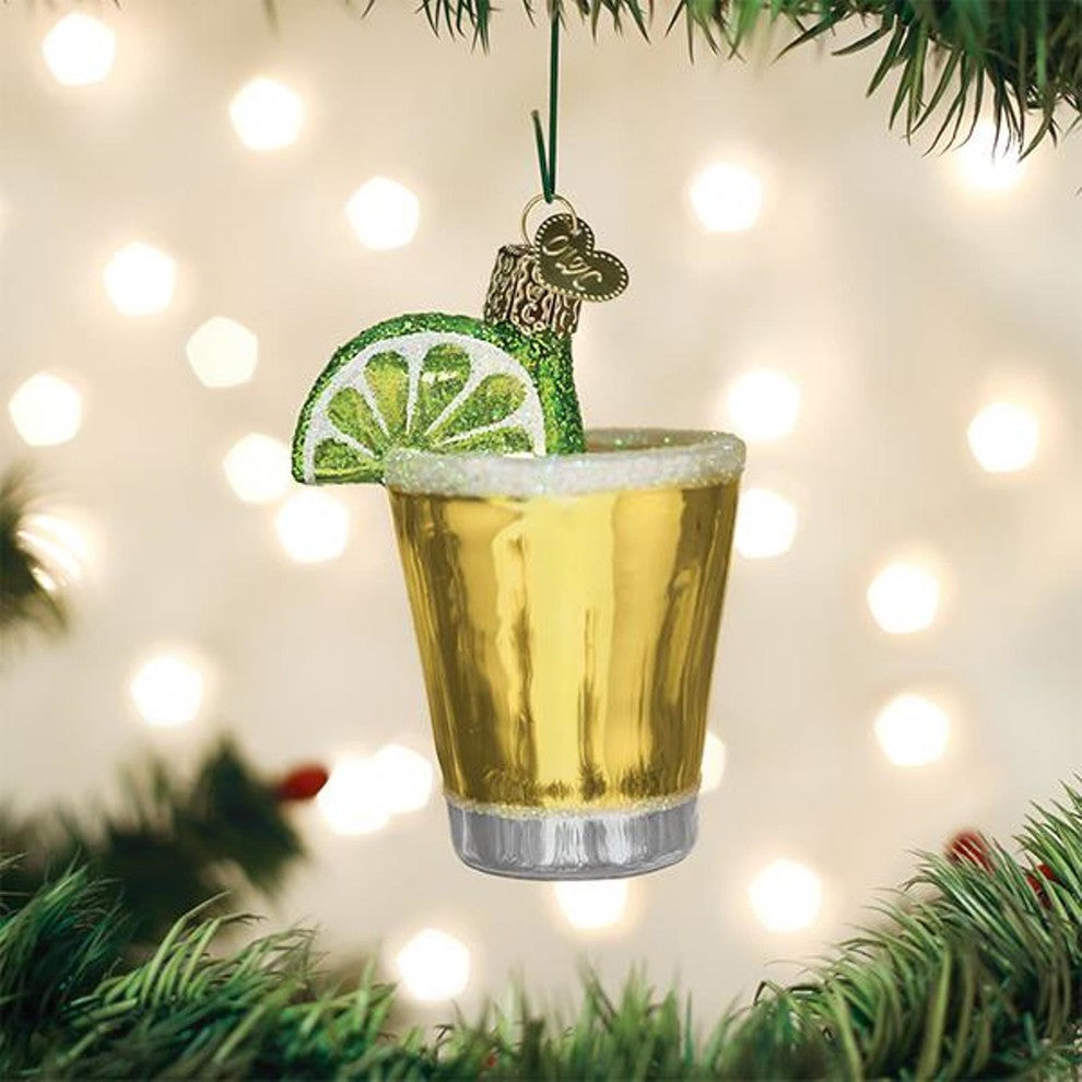 Old World Christmas Tequila Shot Holiday Ornament Glass