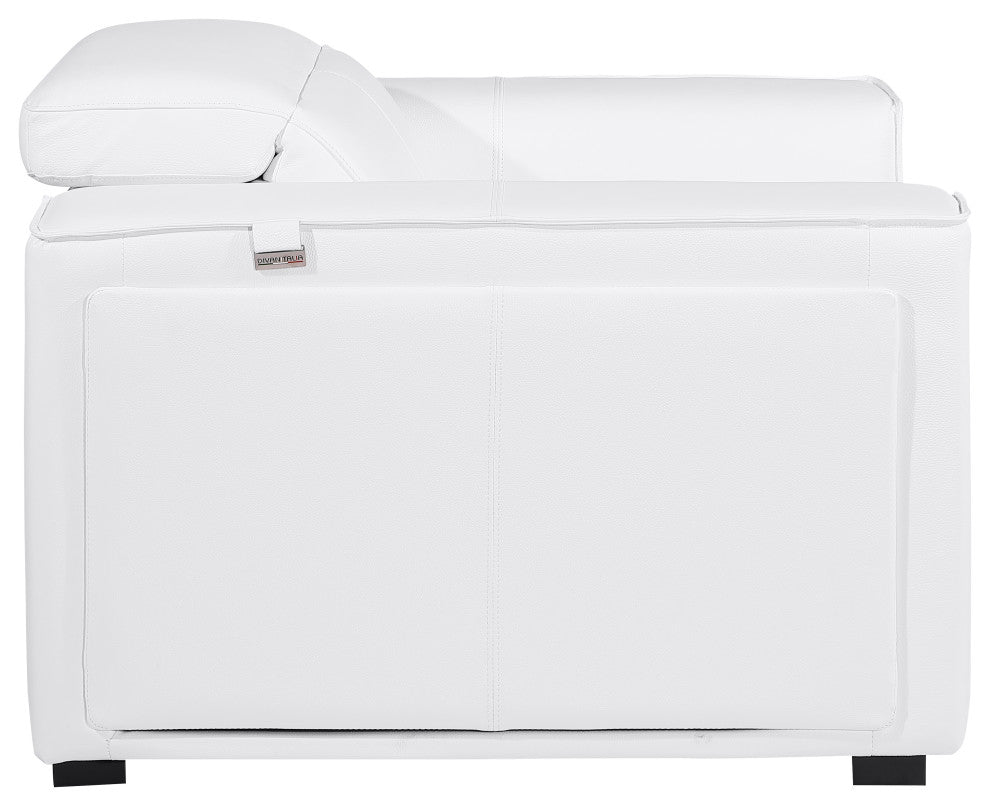 Niccolo Italian Leather Power Reclining Arm Chair With Power Headrests, White