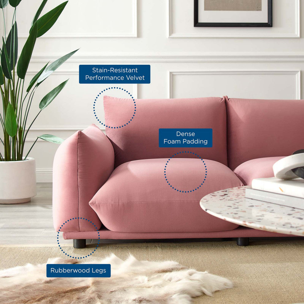 Copious Performance Velvet Loveseat Dusty Rose