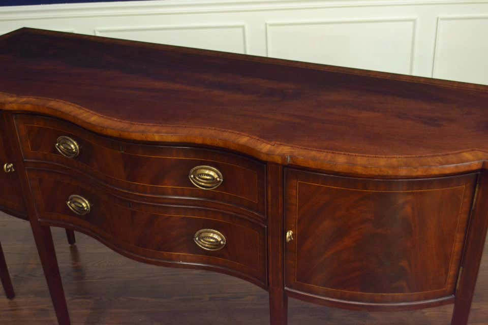 Mahogany Hepplewhite Serpentine Sideboard by Leighton Hall