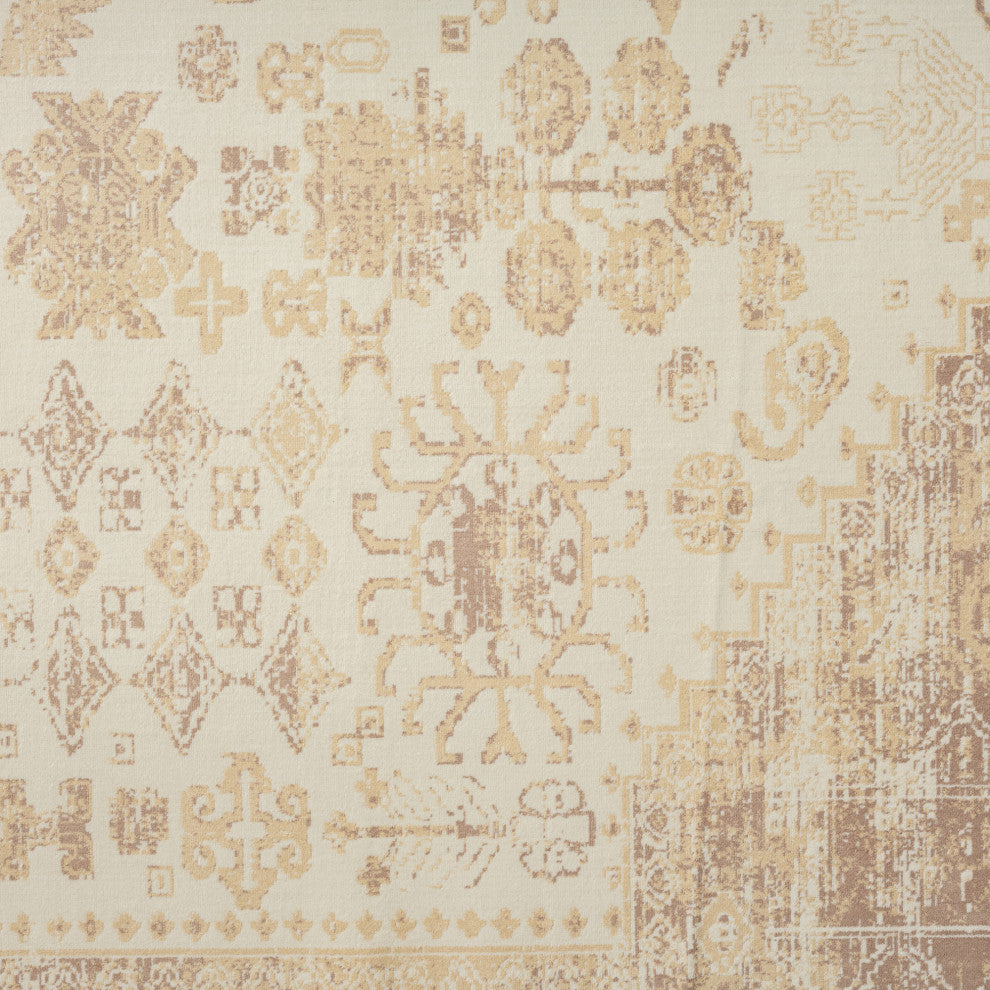 Ayla Beige Traditional Bordered Waterproof Area Rug, 2' X 5'