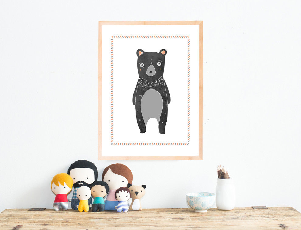 Boho Bear 18x24 Children's Wall Art Poster