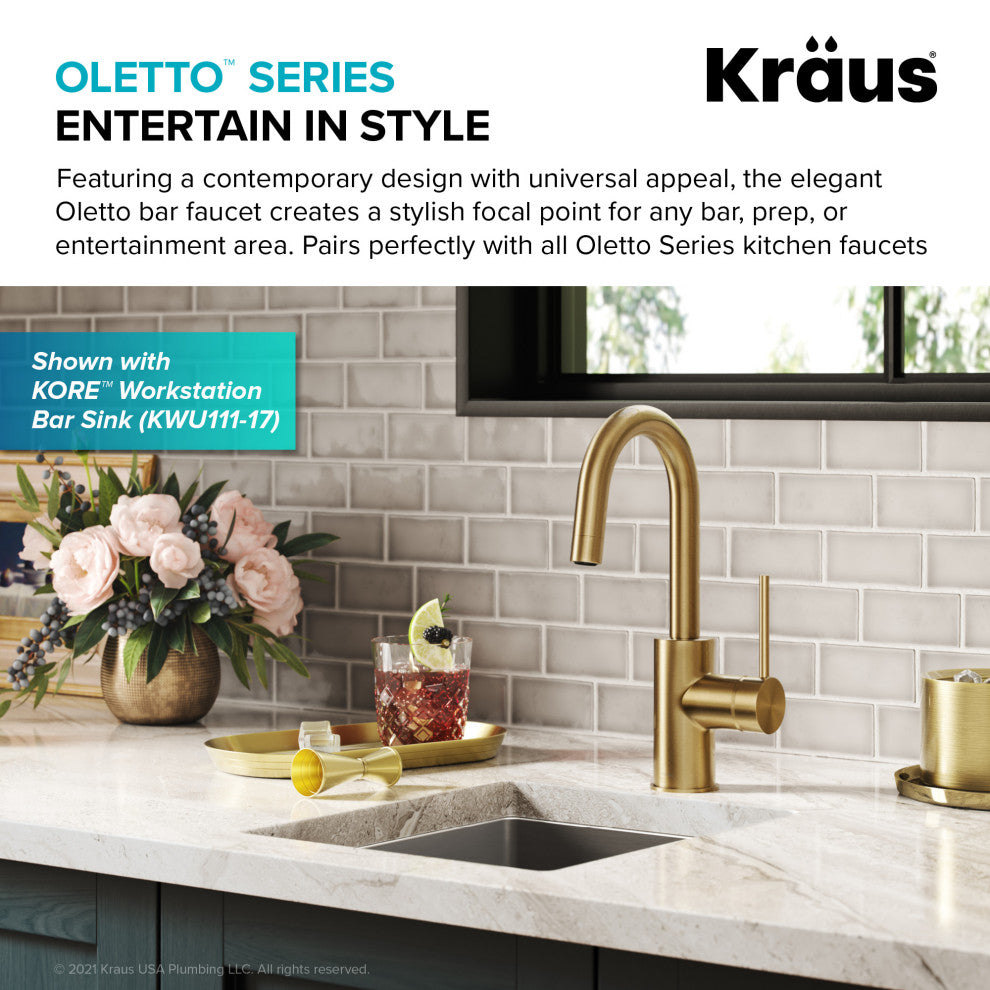 Oletto 1-Hole Kitchen Bar Faucet, Spot Free Bronze