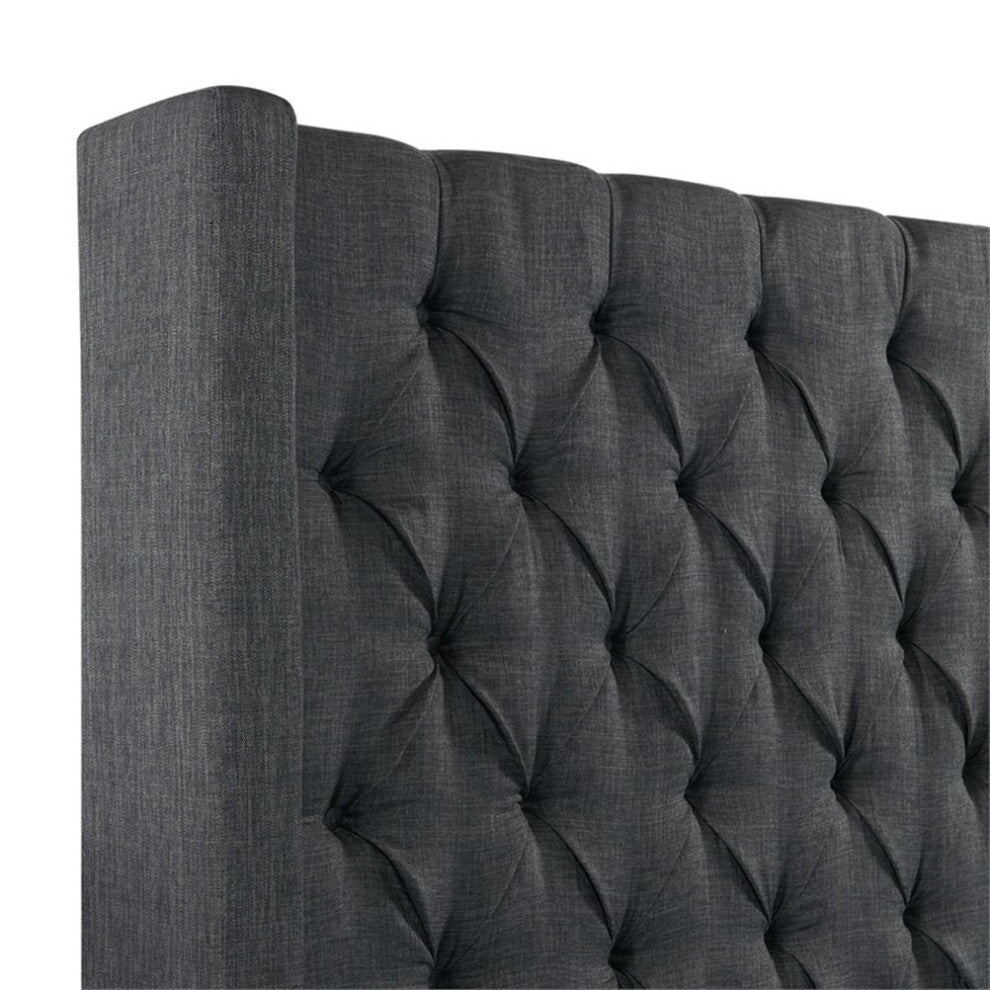 Picket House Furnishings Arden King Tufted Upholstered Bed in Charcoal