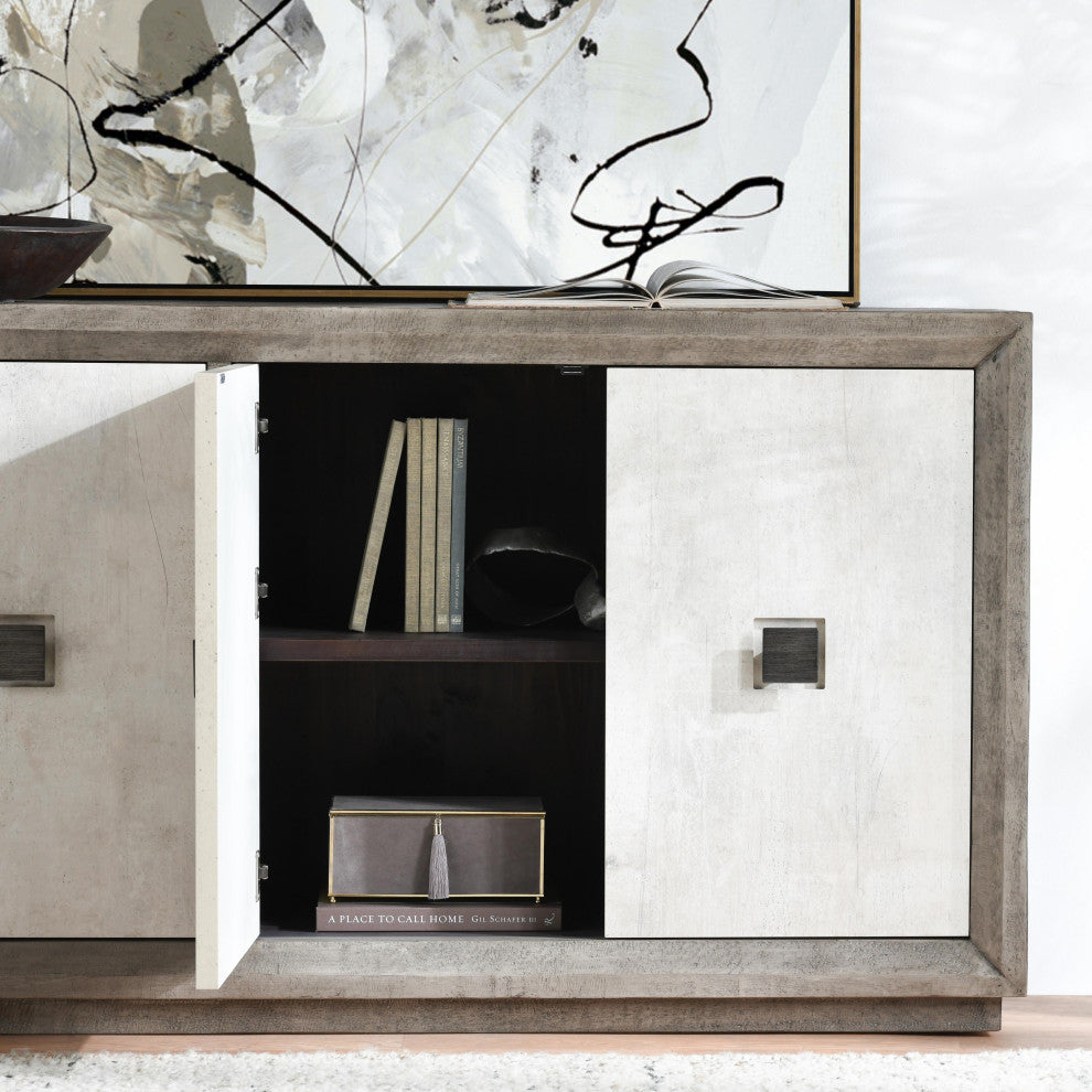 Denver Distressed Gray Sideboard Buffet, 4-Door