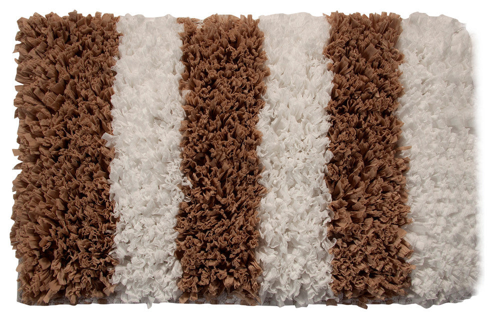 Bath Rug Hand Loom Woven, 2 Piece, 34"x21" and 36"x24", White and Beige, GSF 200