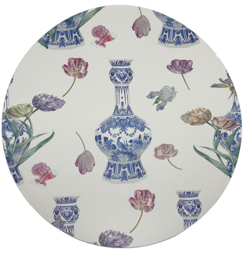 Royal Delft Purissima 16" Round Pebble Placemats, Set of 4