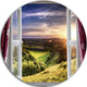 Window View, Landscape Contemporary Disc Metal Artwork, 23"