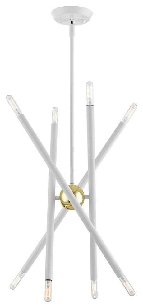 Livex Lighting Soho 8 Light White With Polished Brass Accents Chandelier