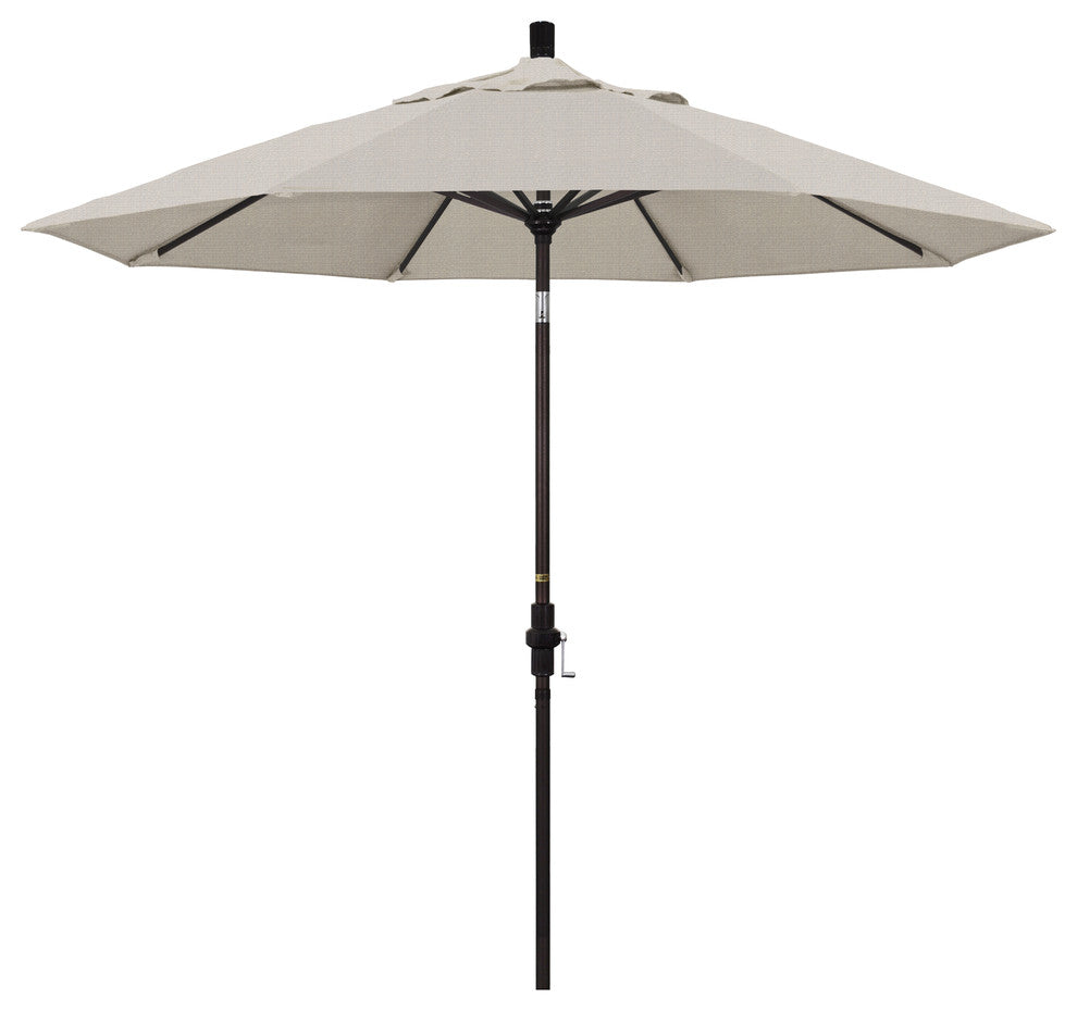 9' Bronze Collar Tilt Crank Aluminum Umbrella, Woven Granite Olefin