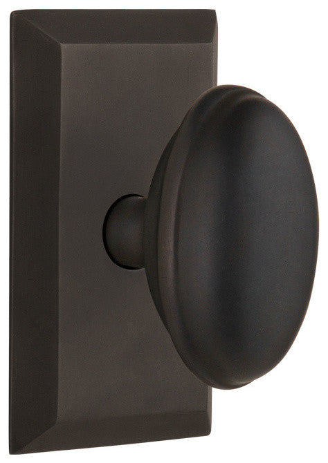 Studio Plate Passage Homestead Door Knob, Oil Rubbed Bronze